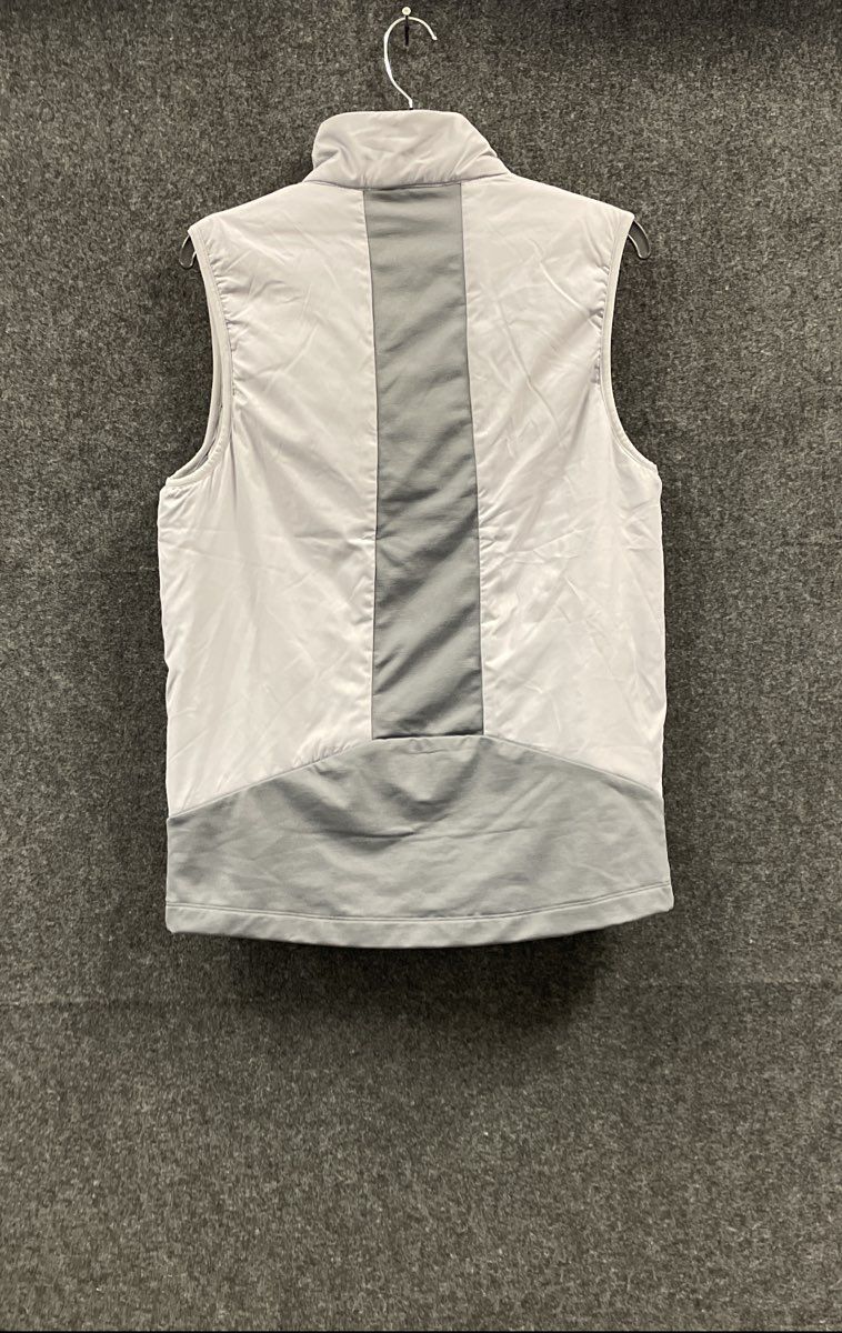 Asics Men's Grey Woven Quilted Full Zip Mock Neck Running Vest Sz S NWT