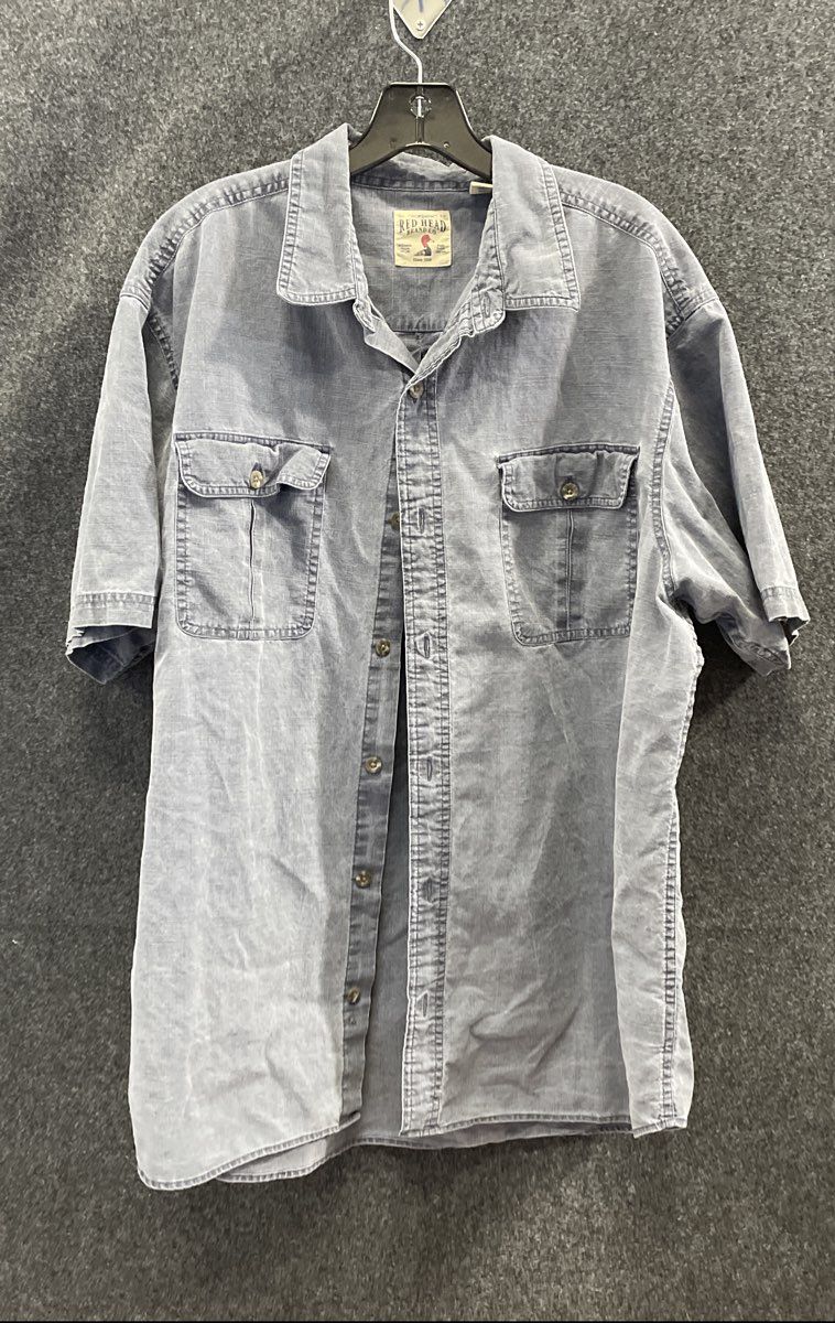 Red Head Men's Faded Blue Denim Short Sleeve Button-Up Work Shirt Sz XL