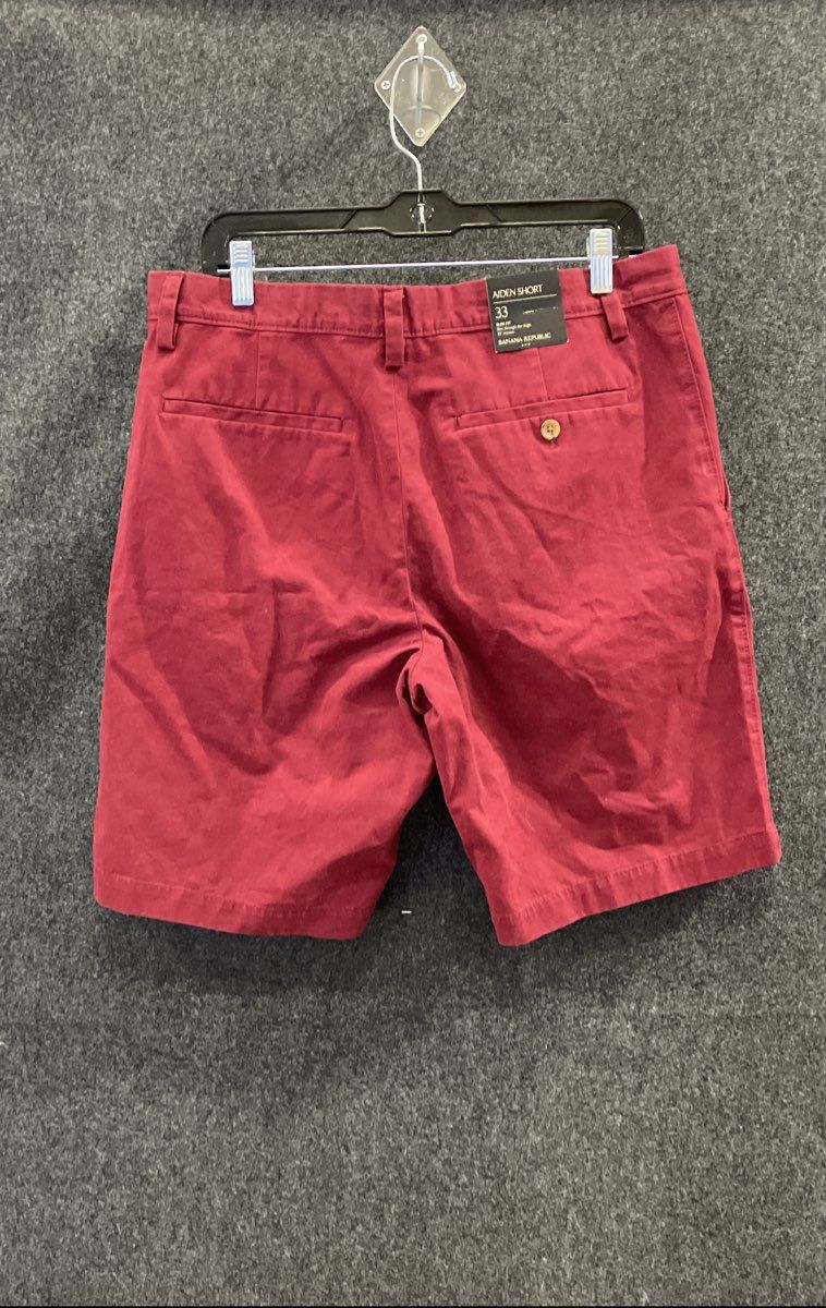 Banana Republic Men's Red Aiden Shorts Slim Fit 10" Inseam Cotton Sz 33 NWT