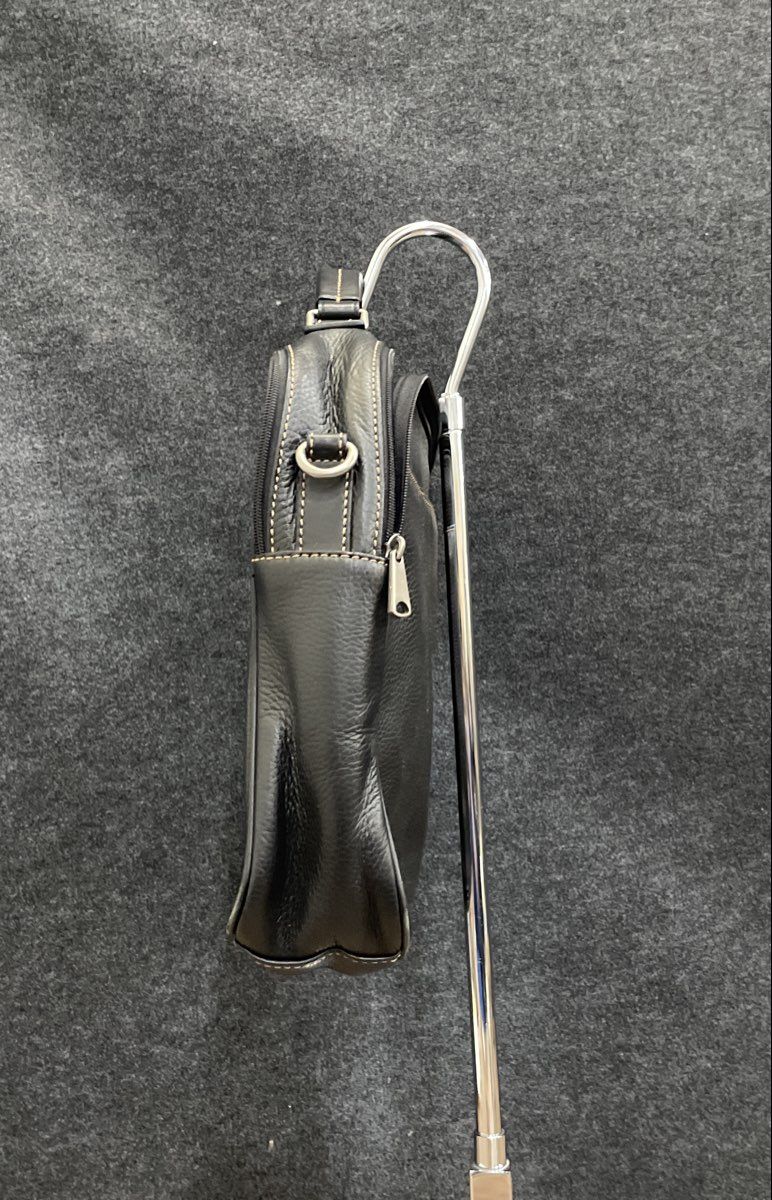 Fossil Black Leather Briefcase Laptop Bag Messenger Satchel Silver Hardware