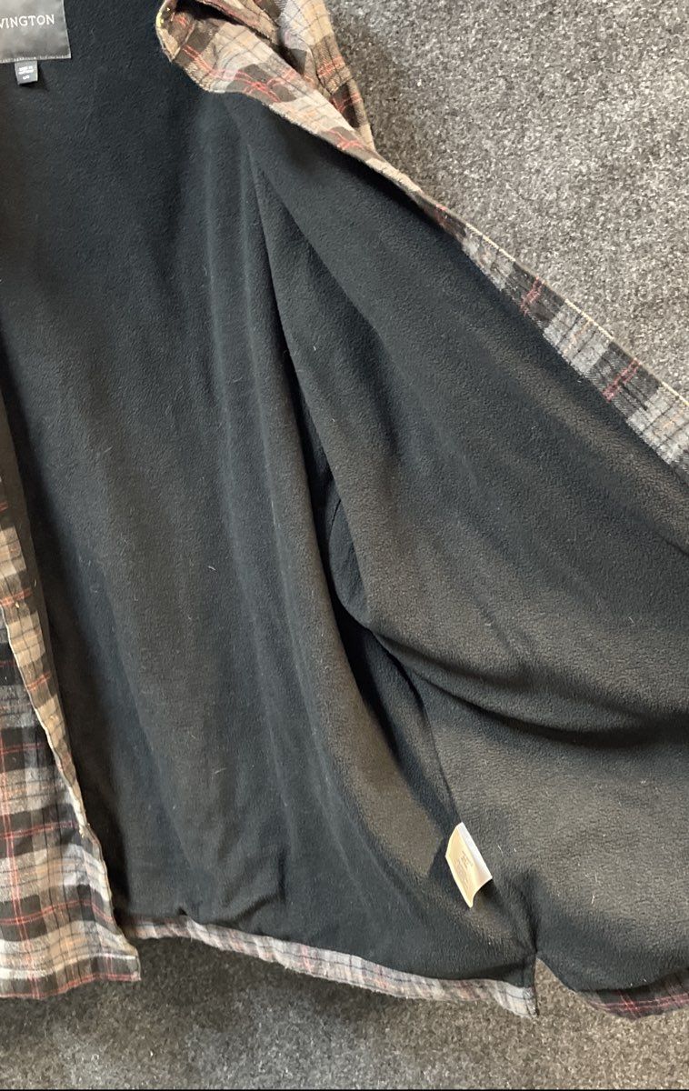 Covington Men's Gray Black Red Plaid Fleece Lined Flannel Shirt Jacket Sz L