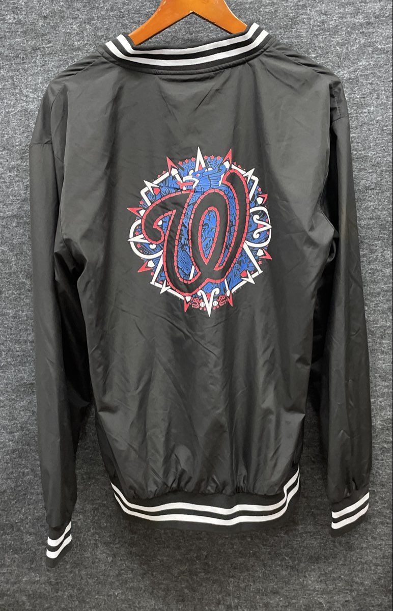 Art of the Game Men's Washington Nationals Snap Varsity Bomber Jacket Black Sz M