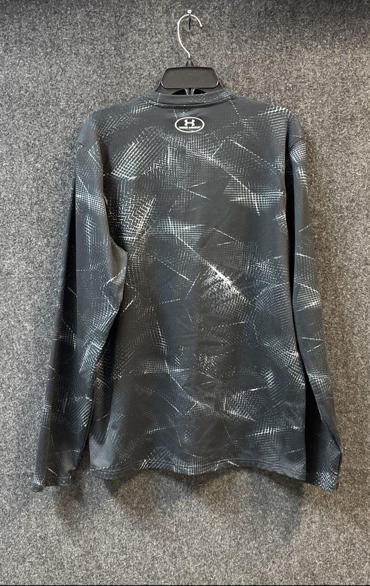 Under Armour Men's Black ColdGear Fitted Abstract Grid Long Sleeve Shirt Sz XL