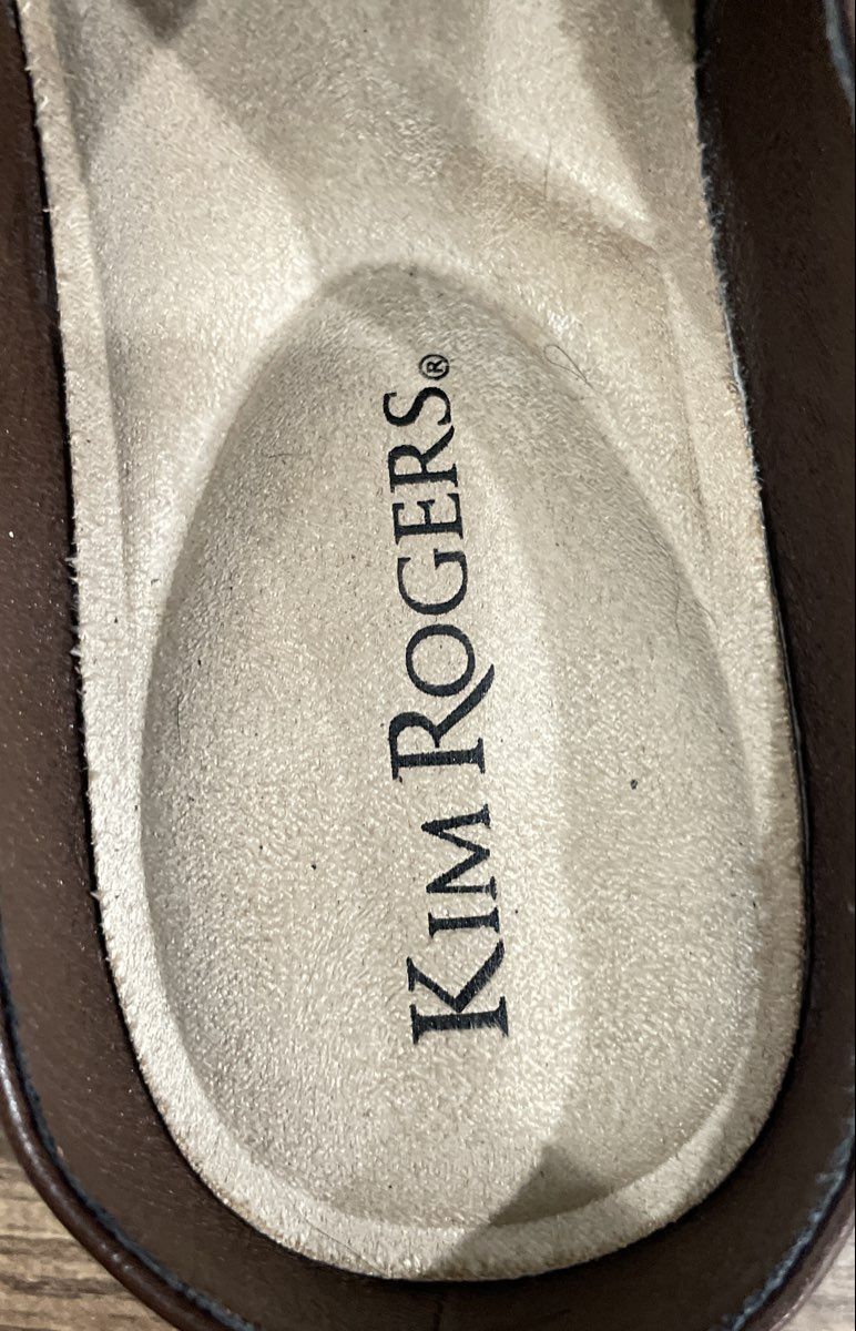 Kim Rogers Forsythe Brown Faux Leather Braided Strap Clogs Women's Size 9.5 M