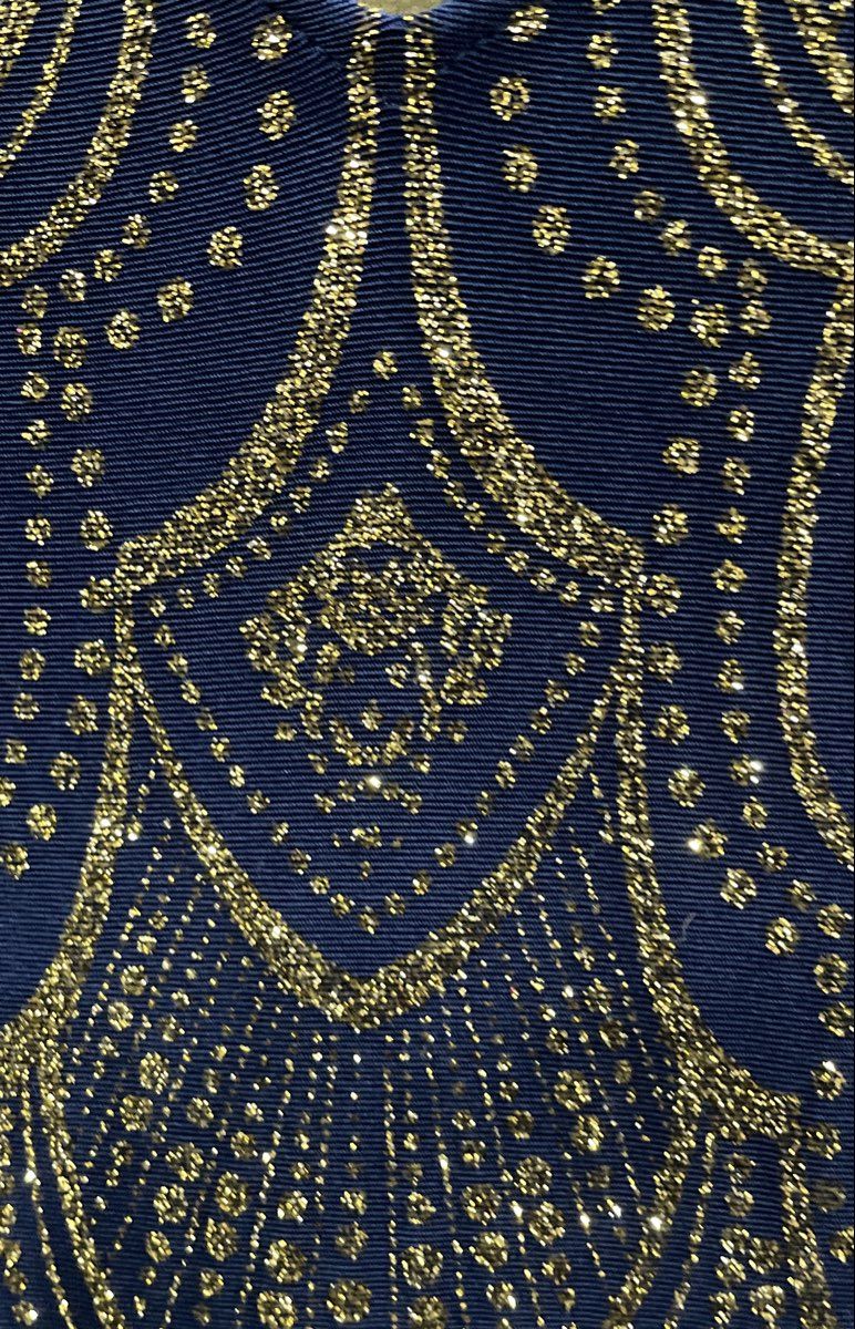Jump Apparel Women's Blue Sparkly Gown Dress Art Deco Glitter Y2K Sz 1/2
