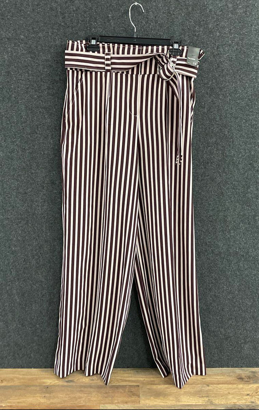 New York & Company Women's Burgundy White Striped Palazzo Pants Sz 14 NWT