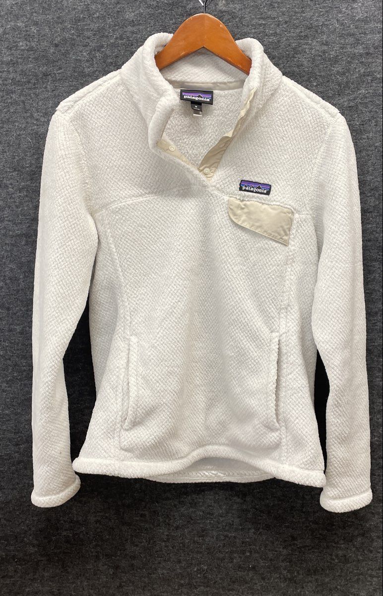 Patagonia Women's White Re-Tool Snap-T Pullover Quilted Fleece Jacket Sz M