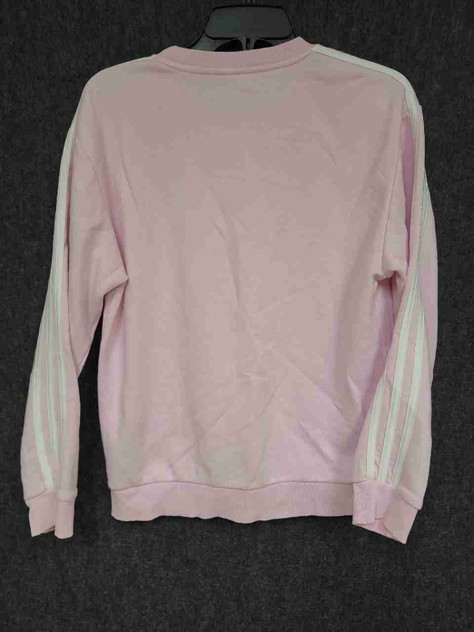Adidas Women's Pink 3-Stripe Crewneck Sweatshirt Embroidered Logo M