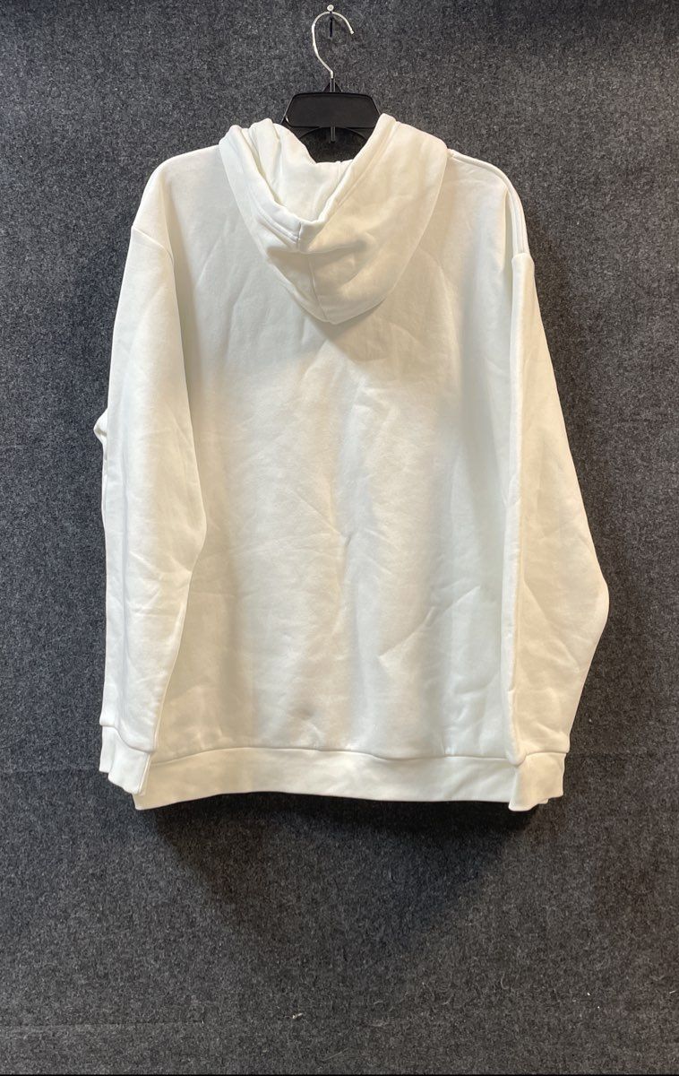 Adidas Men's Trefoil Logo Pullover Hoodie White Fleece Pocket Sz XL