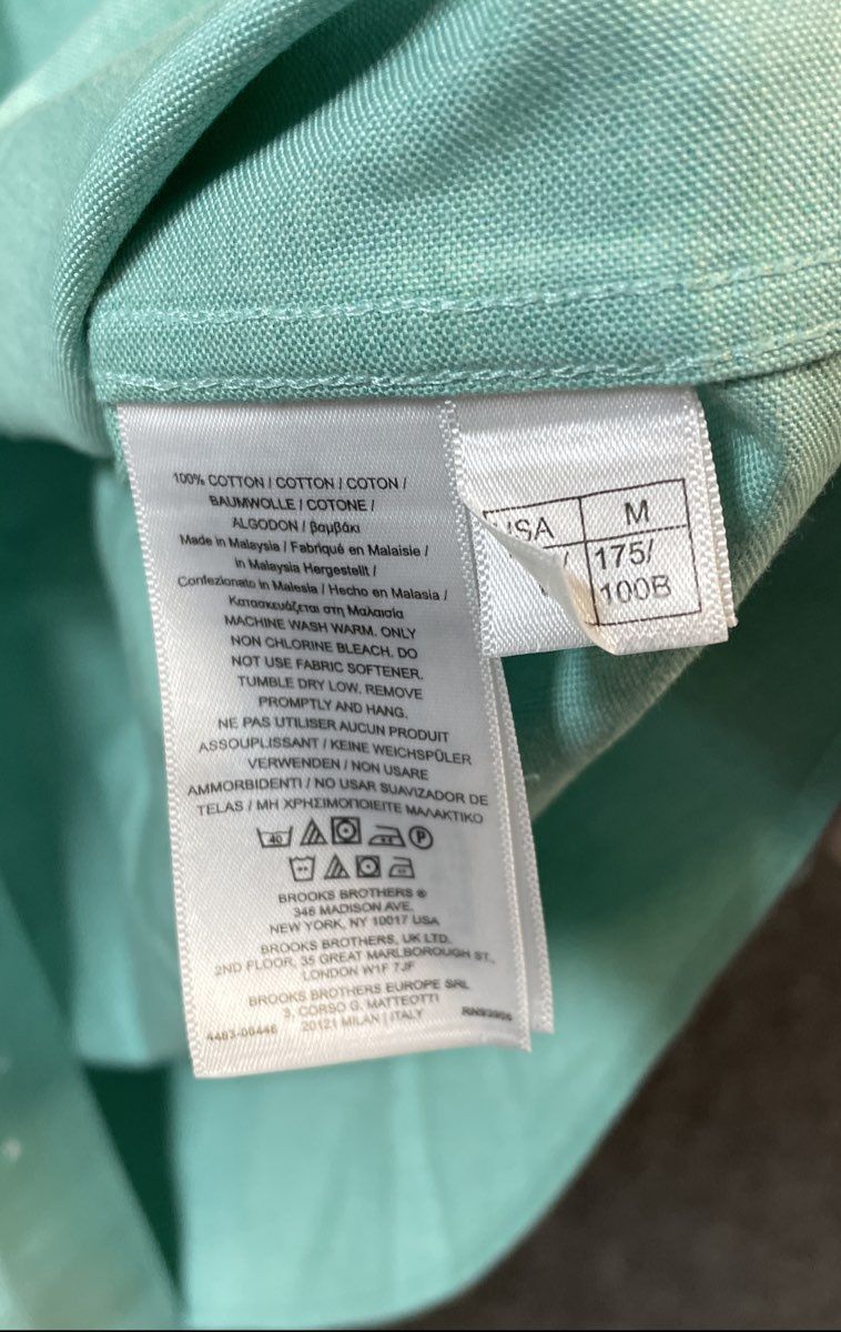 Brooks Brothers Men's Mint Green Madison Fit Non-Iron Button Down Shirt Sz M