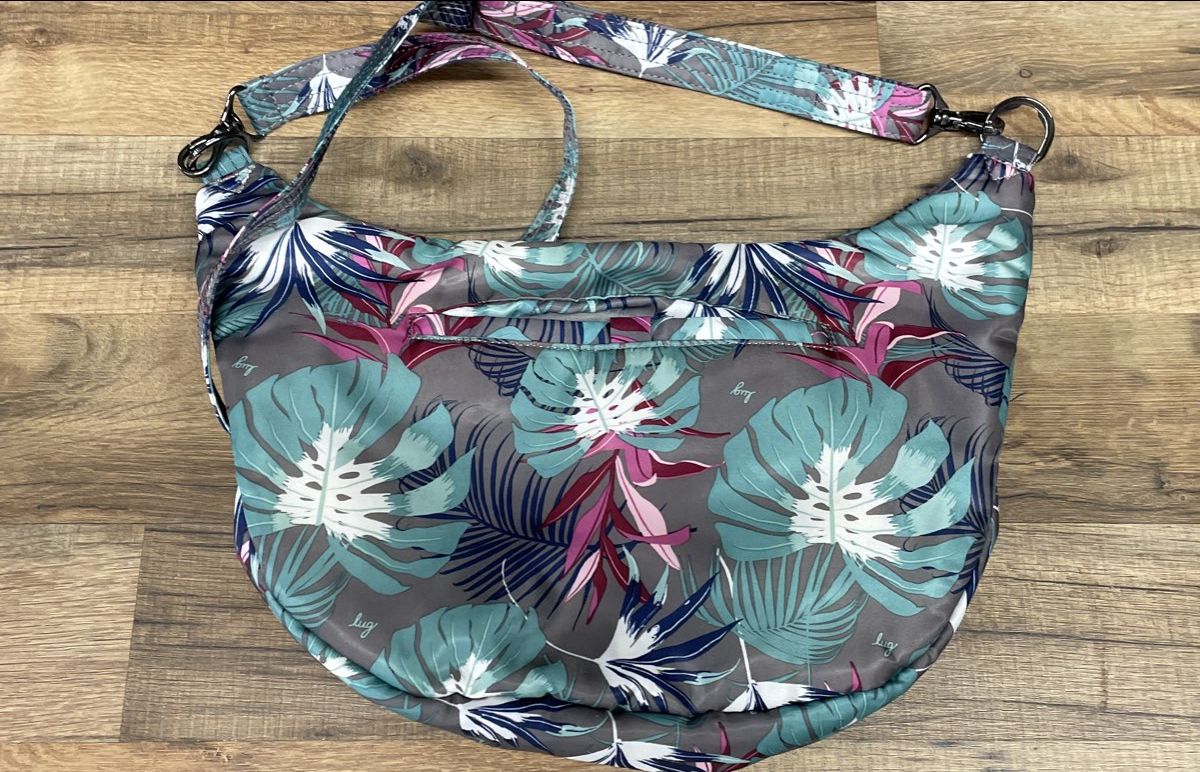 Lug Teal Purple Tropical Floral Hippy Crossbody Bag Hobo Shoulder Bag