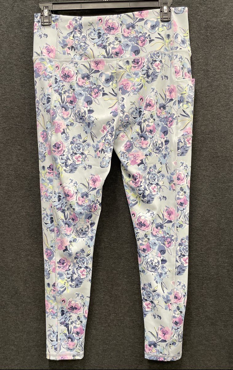 Vera Bradley Women's Floral Print High Rise Leggings Blue Pink Purple Sz XL