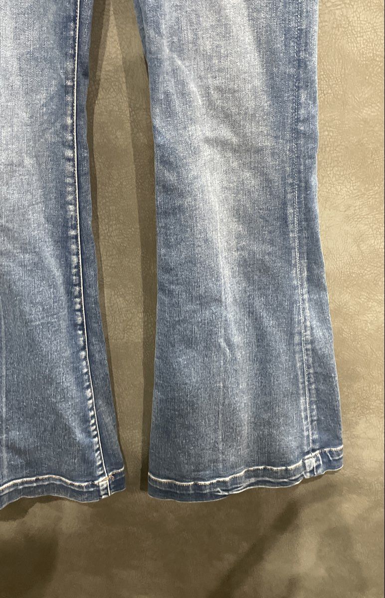 American Eagle Women's High Rise Bell Bottom Flare Jeans Blue Sz 000 Short