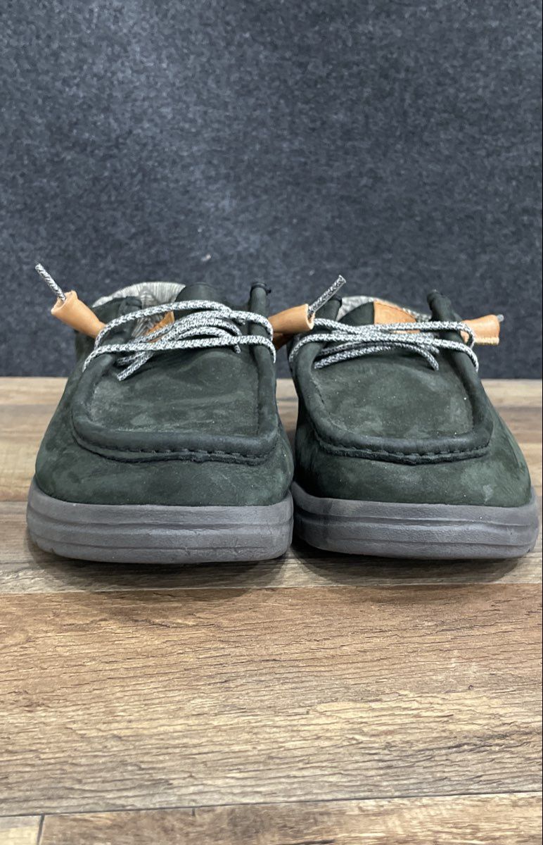 Hey Dude Wally Grip Craft Dark Green Leather Slip-On Shoes Men's Size 7