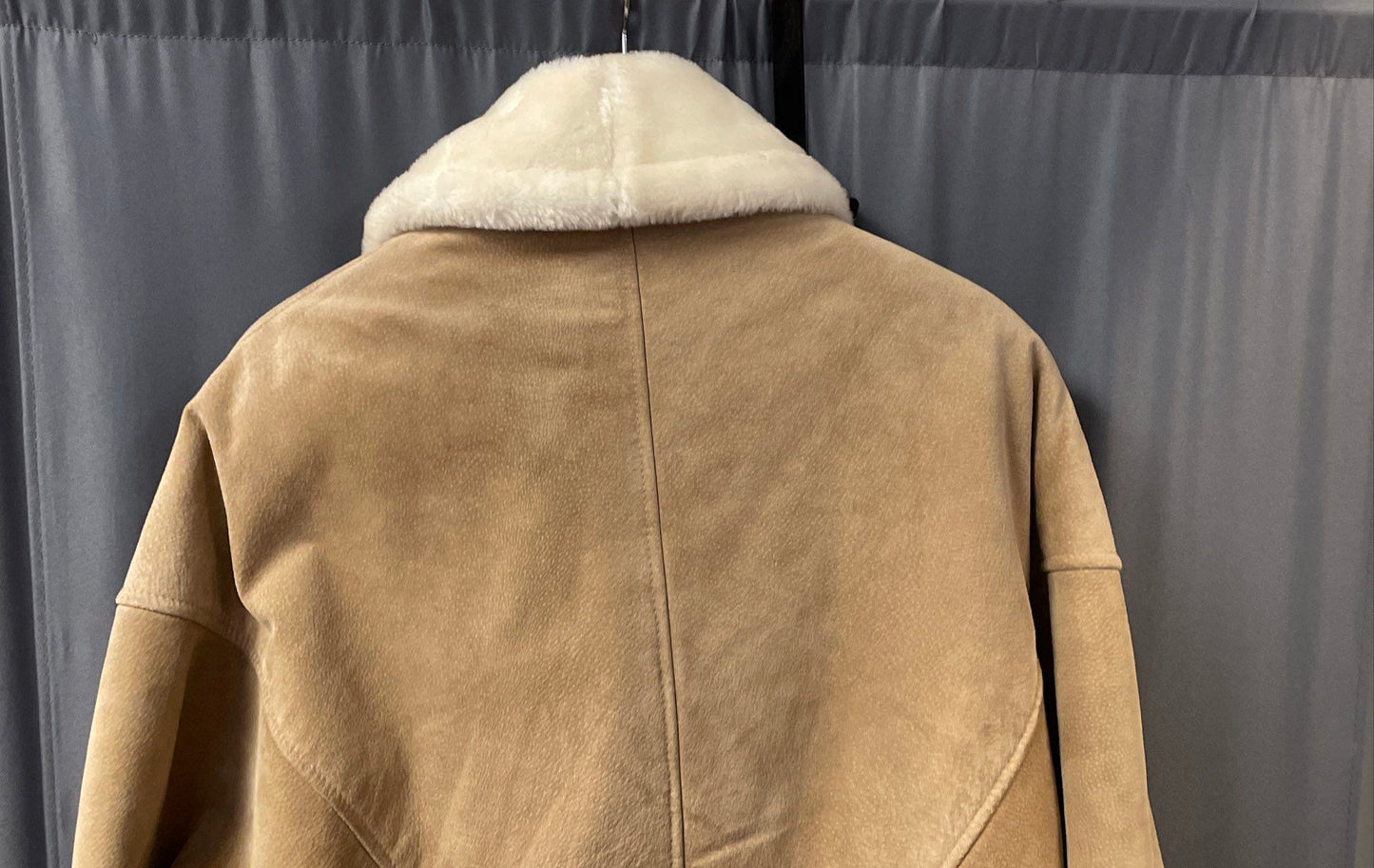Vintage 90s Wilsons Leather Women's Tan Faux Fur Trim Shearling Style Coat Sz M