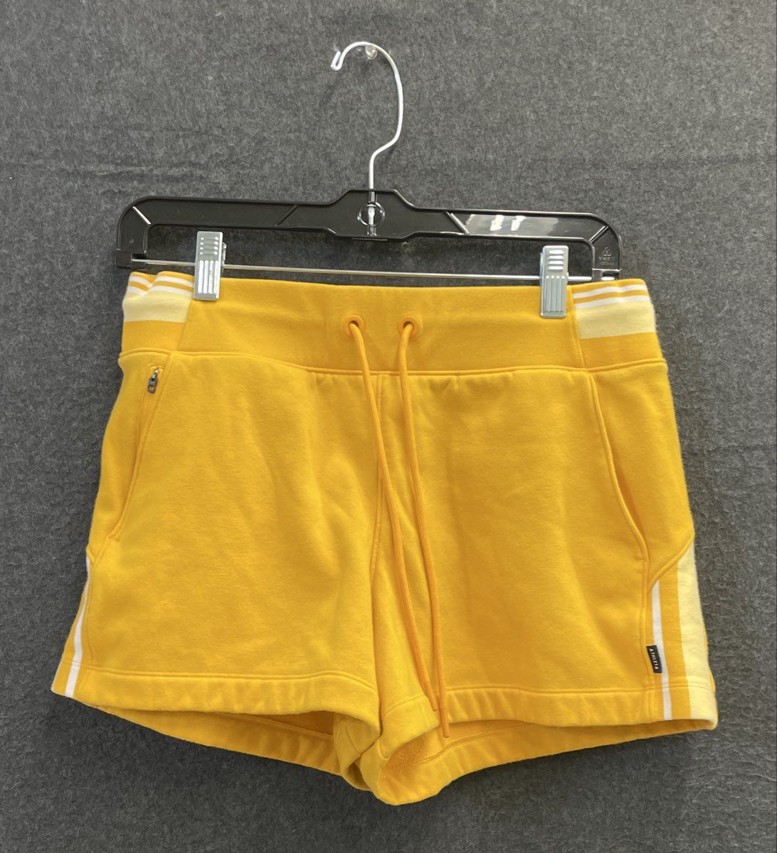 Athleta Women's Triumph Game Point Sweatshirt and Shorts Set Yellow Sz S/M