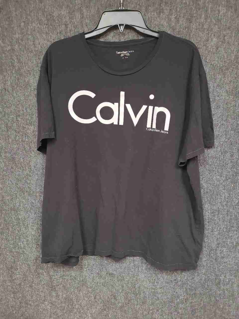 Calvin Klein Jeans Men's Black Logo Graphic Short Sleeve Crew Neck T-Shirt Sz L