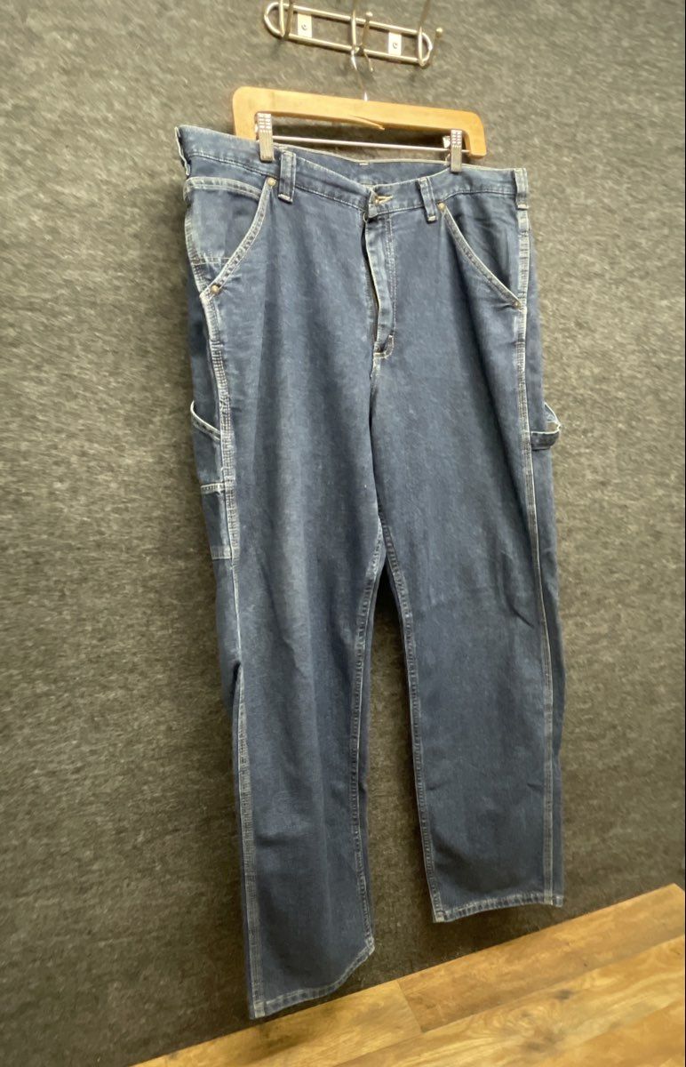 Lee Men's Dark Blue Carpenter Denim Utility Workwear Jeans Sz 38x34