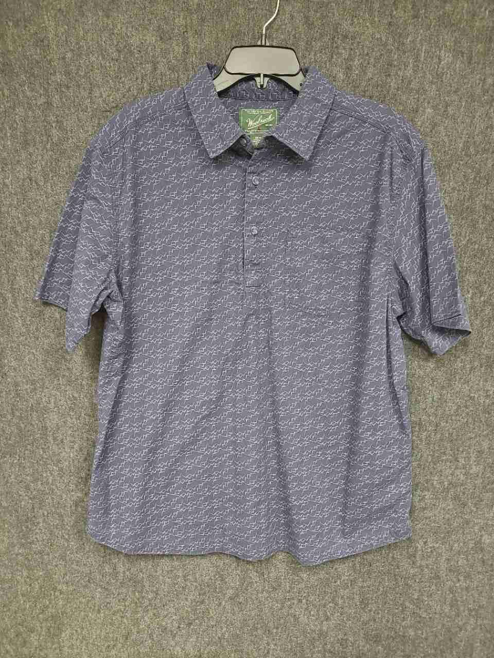 Woolrich Men's Blue Mountain Print Ripstop Cotton Popover Shirt Size XL