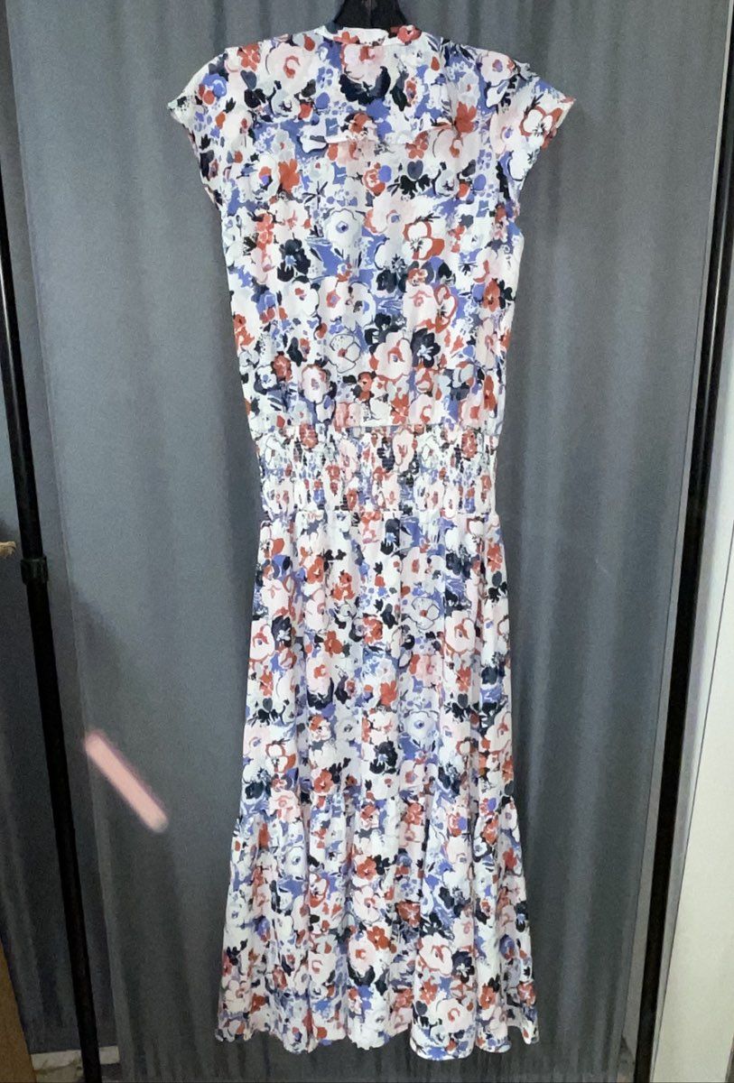 Women's Lauren Ralph Lauren White/Orange/Blue Short Sleeve Dress - Size 2