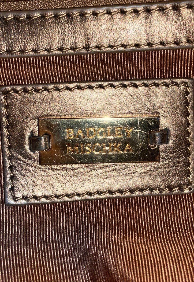 Badgley Mischka Bronze Brown Metallic Leather Hobo Shoulder Bag Tassel