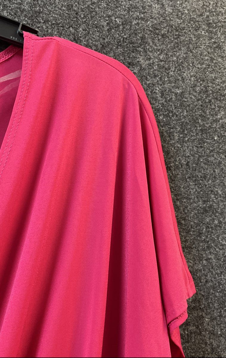 Ashley Stewart Women's Pink Ruby Wine V-Neck Ruched Maxi Dress Sz 22/24 NWT