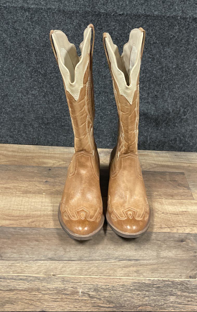 Coconuts Cisco Tan Brown Western Cowgirl Boots Women's Size 6.5M