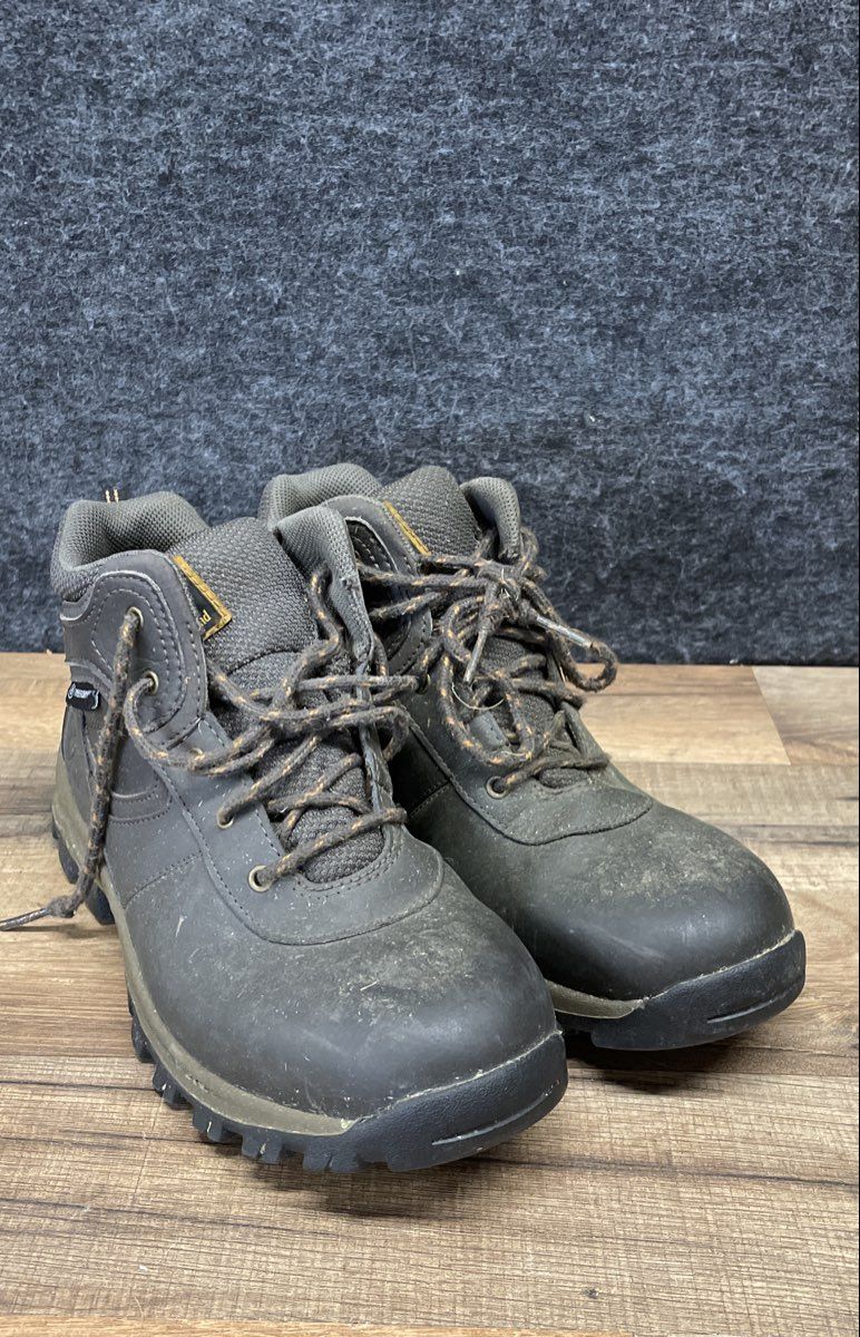 Timberland Mt Maddsen Mid Waterproof Dark Brown Leather Hiking Boots Boys Size 6