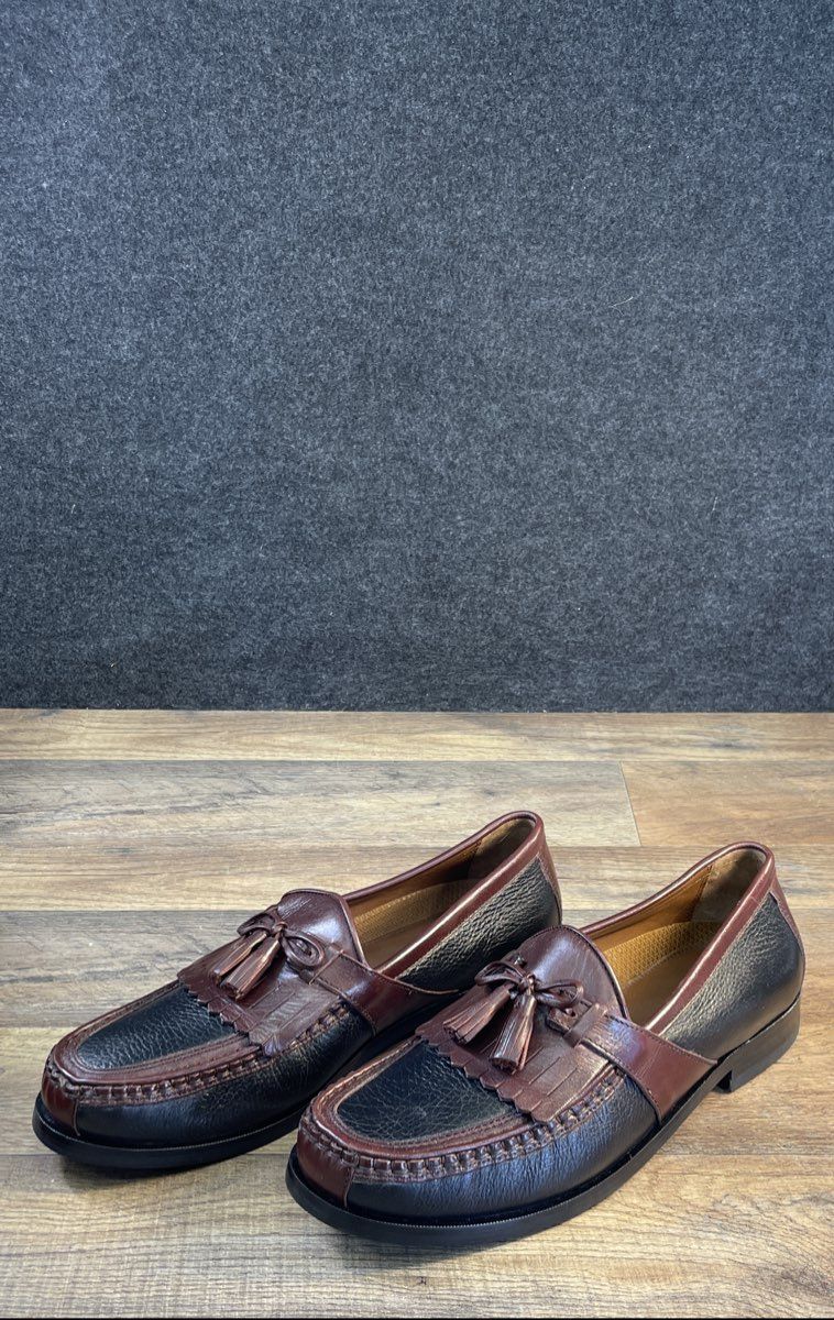 Johnston & Murphy Aragon II Black Brown Kiltie Tassel Loafers Size 10 M