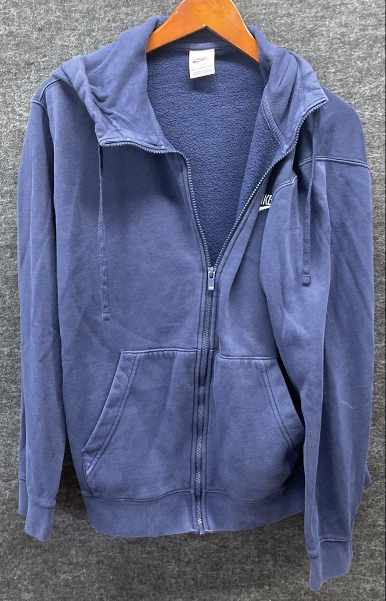 Nike Men's Navy Blue Full Zip Hoodie Fleece Lined Logo Sweatshirt Size M