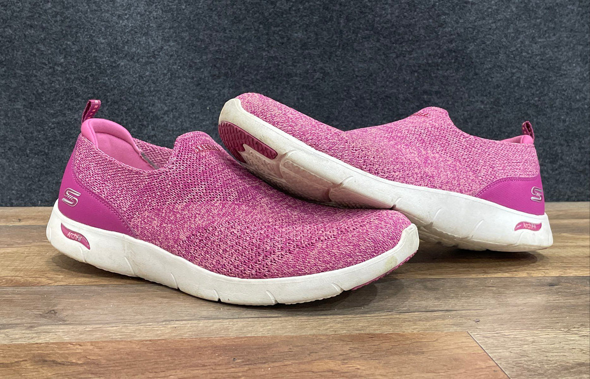 Skechers Arch Fit Purple Knit Slip-on Walking Shoes Women's Size 11