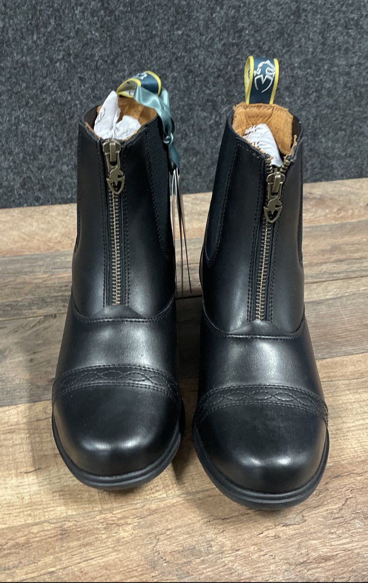 Moretta Clio Black Front Zip Equestrian Paddock Riding Boots Women's Size 5 NWT