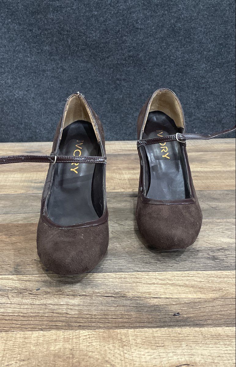 Ivory Brown Suede Mary Jane Stiletto High Heel Pumps Made in Lebanon Size 36