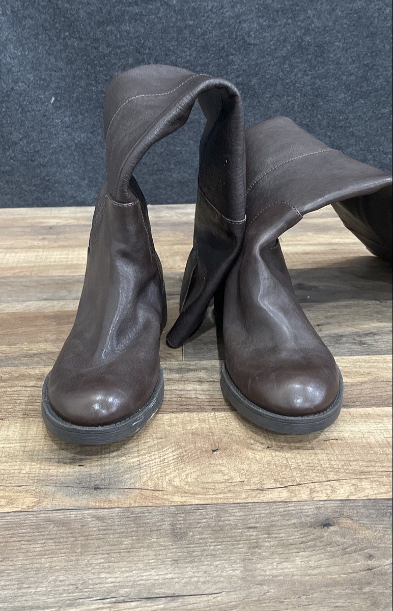 Enzo Angiolini Eanololyn Brown Leather Knee High Riding Boots Women's Size 7.5