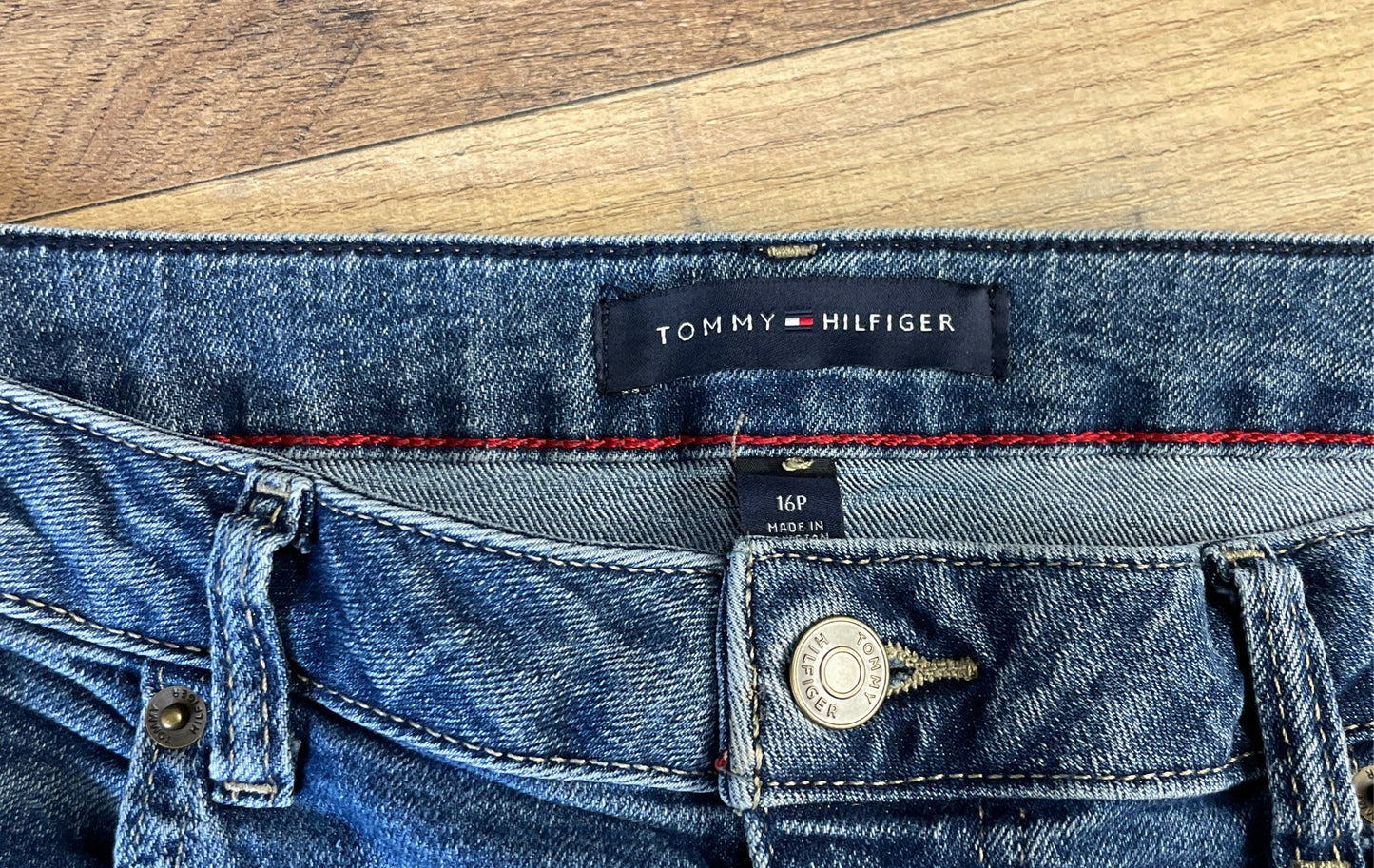 Tommy Hilfiger Women's Blue Straight Leg High Rise Stretch Denim Jeans Sz 16P