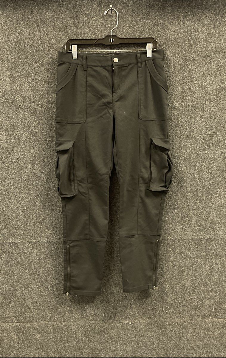 Gabrielle Union Women's Black Utility Cargo Pants Ankle Zipper Stretch Size 6