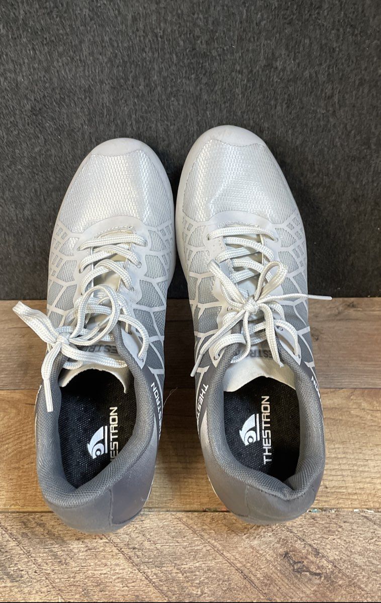 Thestron Men's Track and Field Sprinting Spikes Grey White Shoes Size 41