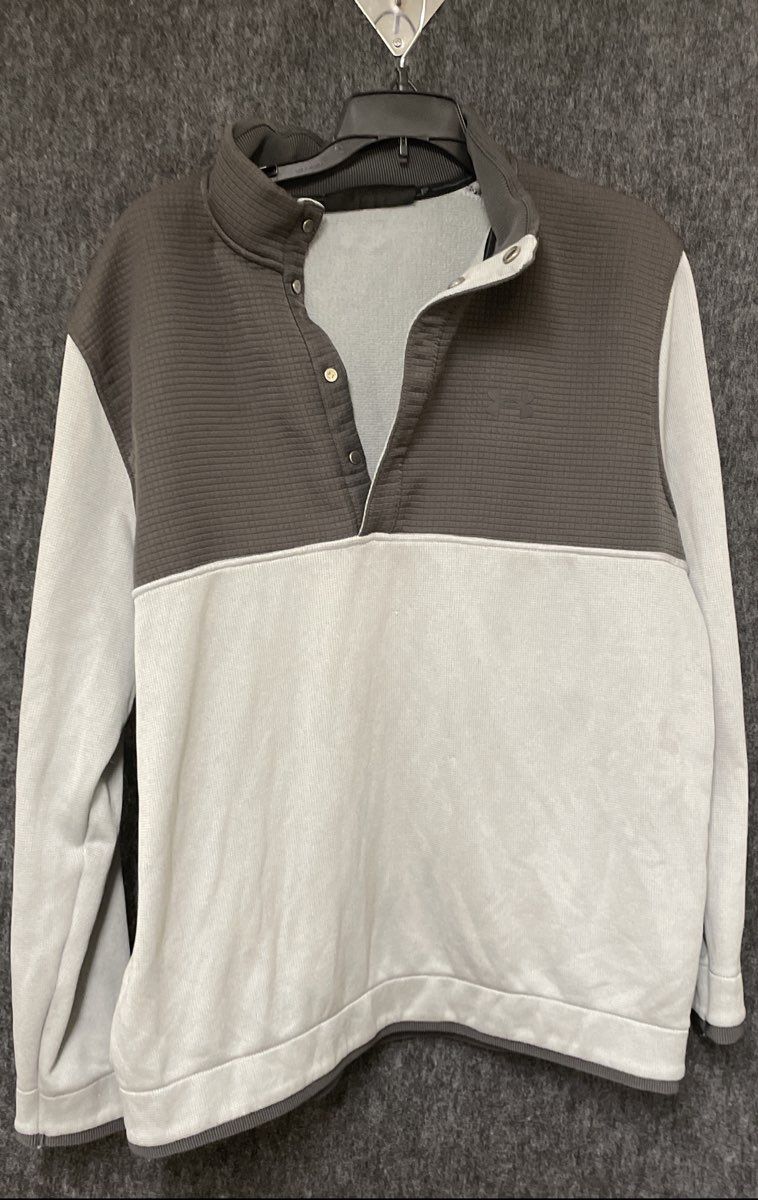 Under Armour Men's ColdGear Golf Pullover Gray Colorblock Loose Fit Snap Sz XL