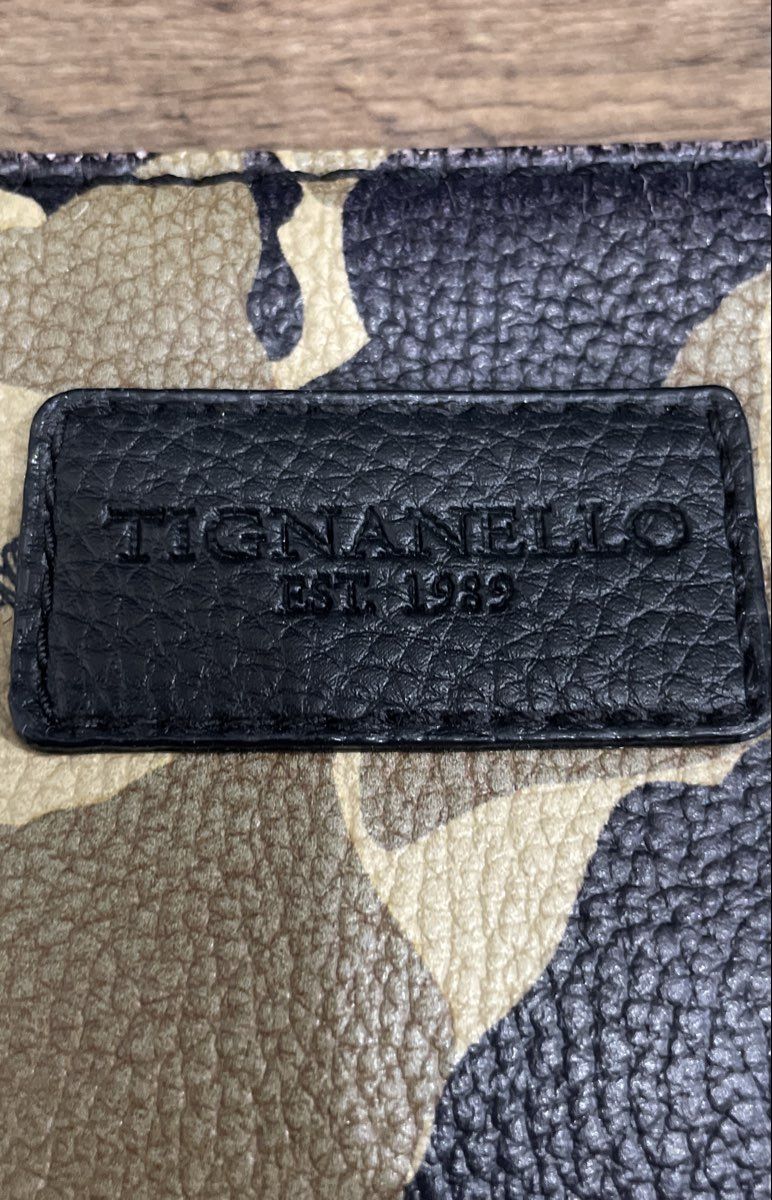 Tignanello Green Camo Leather Crossbody Bag Silver Hardware