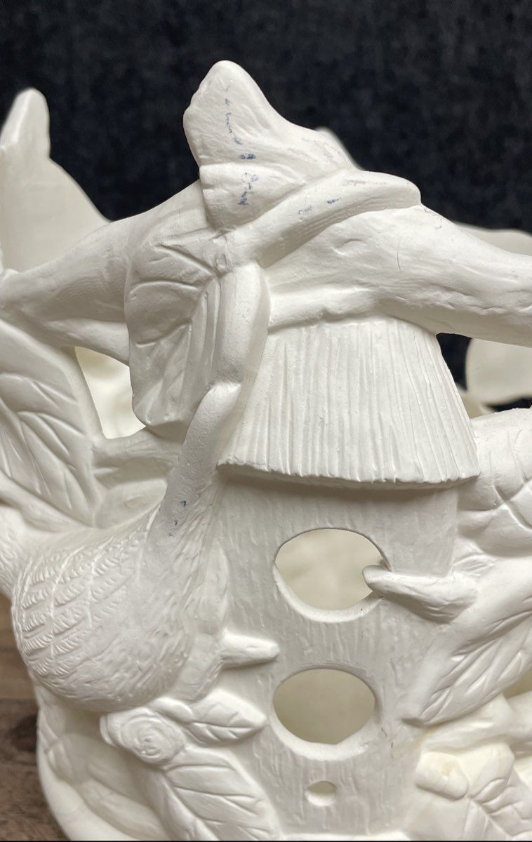 Vintage Scioto '88 Ceramic Bisque Birdhouse Candle Votive Holder Ready to Paint