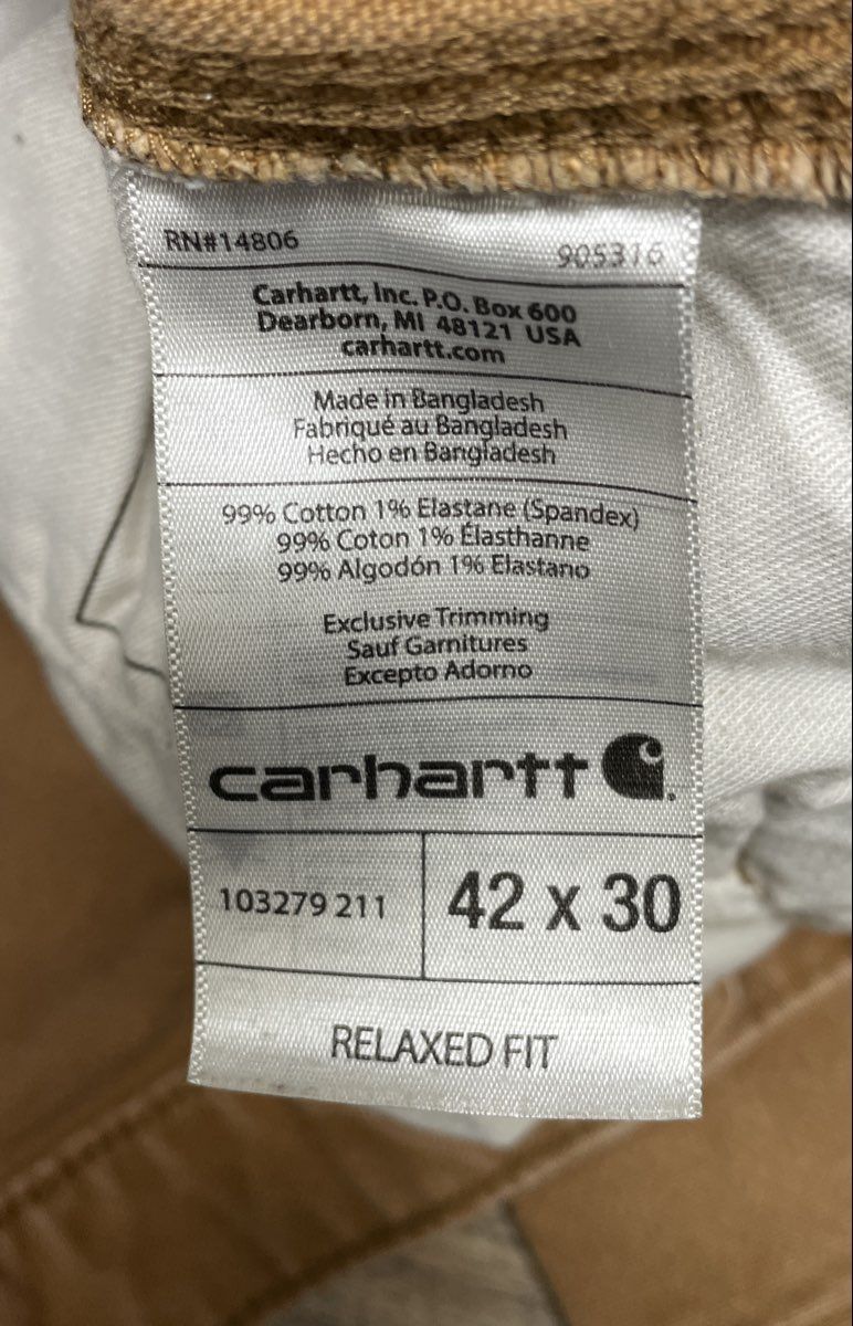 Carhartt Men's Brown B11 Washed Duck Canvas Carpenter Pants Dungaree