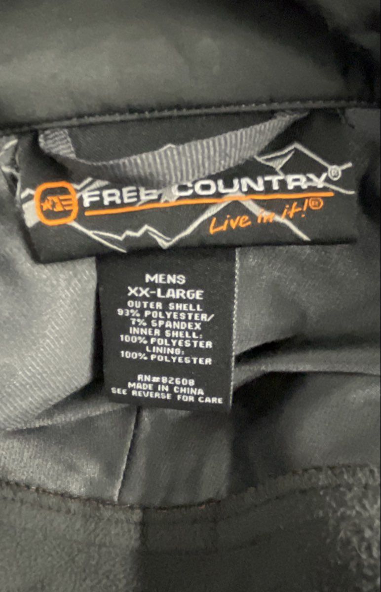 Free Country Men's Orange Gray Colorblock Softshell Full Zip Jacket Sz XXL