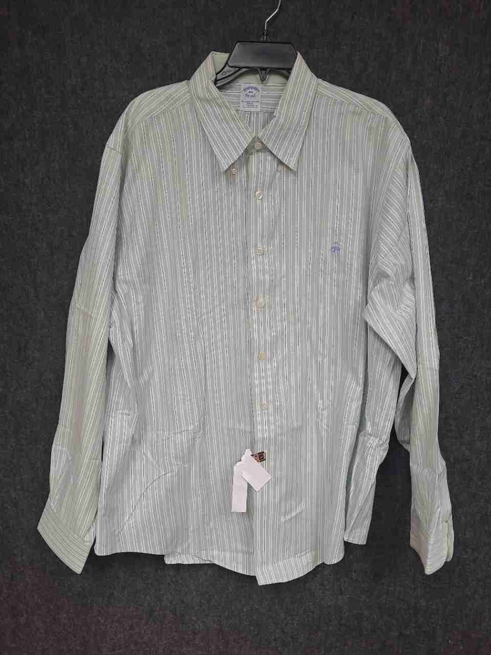 Brooks Brothers Men's Green Striped Slim Fit Supima Cotton Non-Iron Shirt Sz XXL