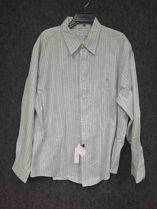 Brooks Brothers Men's Green Striped Slim Fit Supima Cotton Non-Iron Shirt Sz XXL