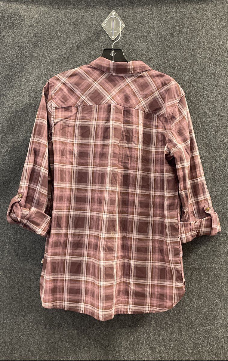 Carhartt Women's Hamilton Plaid Shirt Plum Purple Roll Tab Button Down Sz L