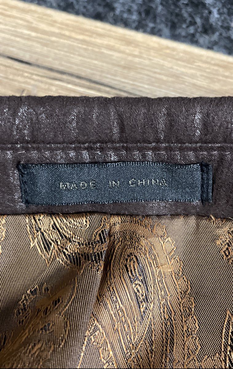 Andrew Fezza Men's Brown Leather 2-Button Blazer Sport Coat Paisley Lining