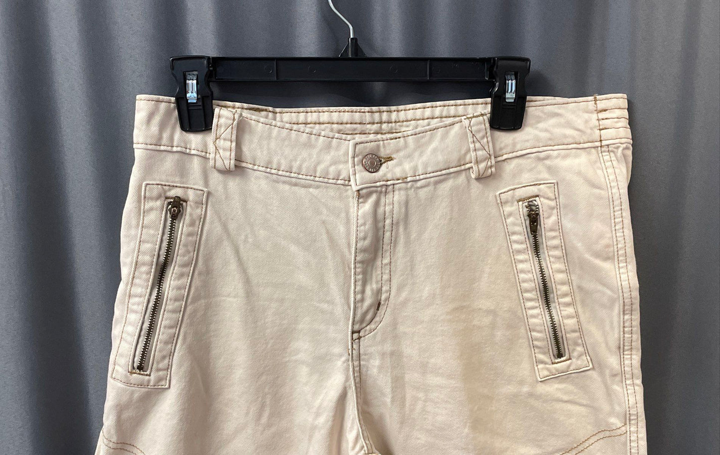 BDG Women's White Moto Zippered Utility Pants 100% Cotton Sz 31