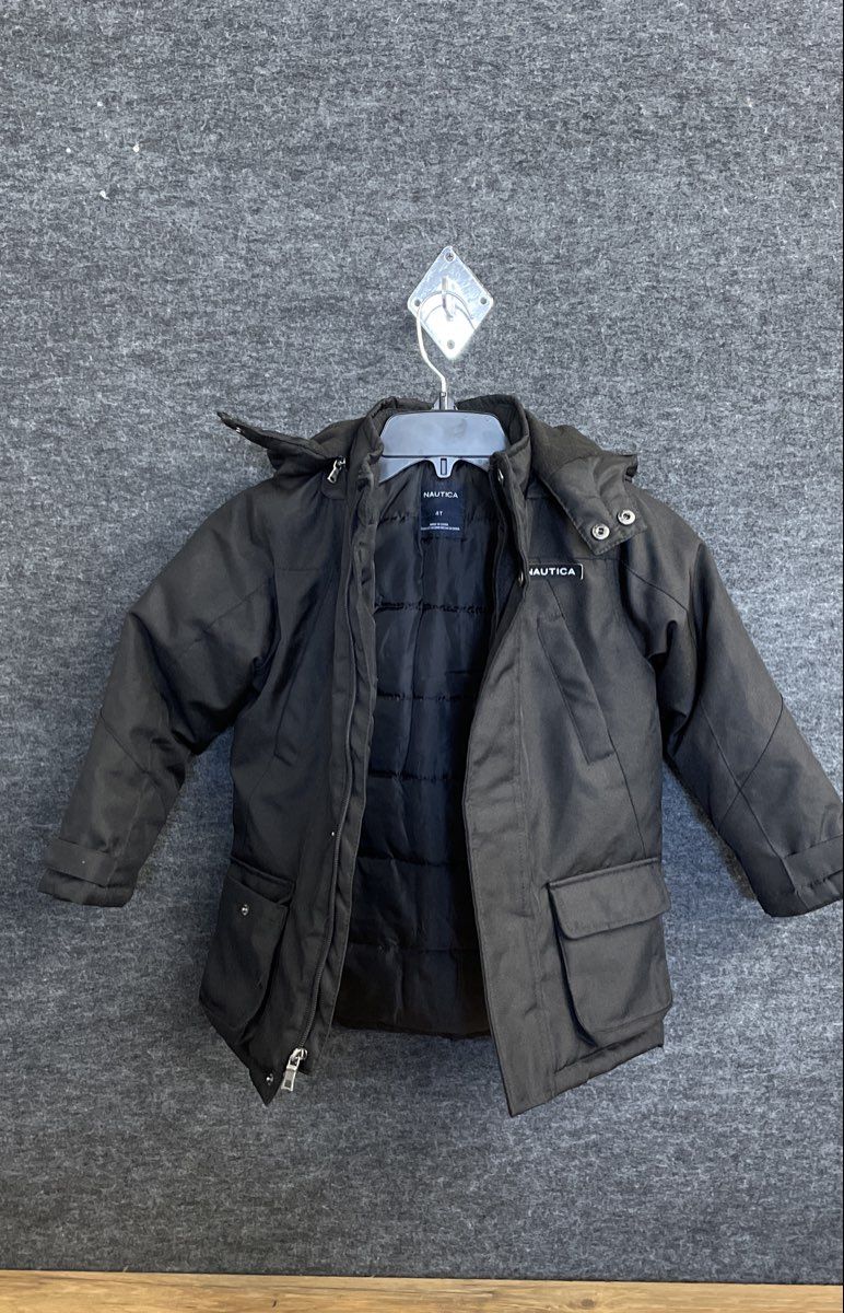 Nautica Toddler Boys Black Hooded Parka Winter Puffer Jacket Coat Size 4T