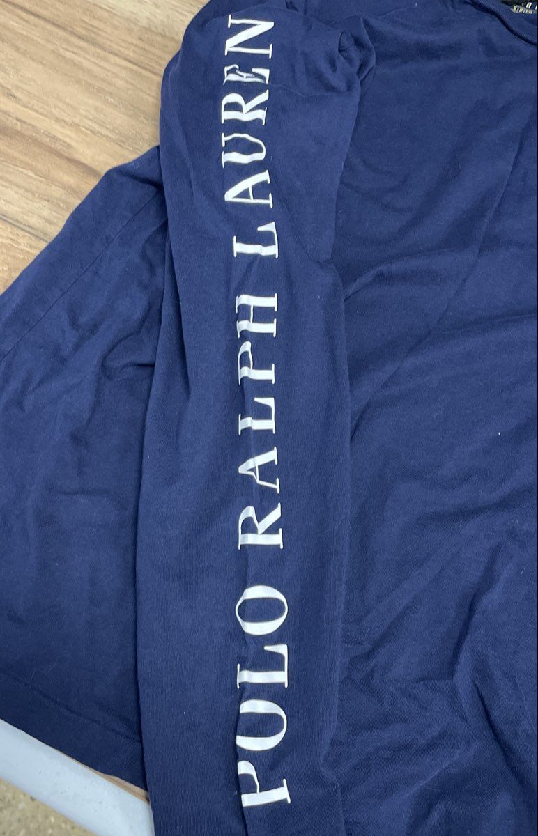 Polo Ralph Lauren Men's Navy Big Pony Long Sleeve T-Shirt Custom Slim Fit Sz S