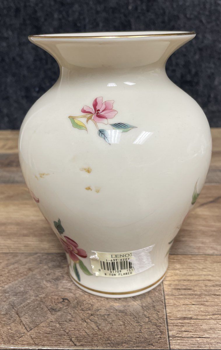 Lenox Barrington Floral Vase & Pineapple Trinket Dish Lot 2pc Bone China USA